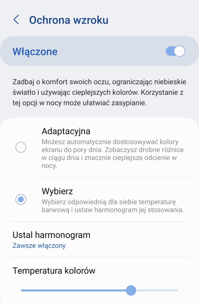 ochrona wzroku android